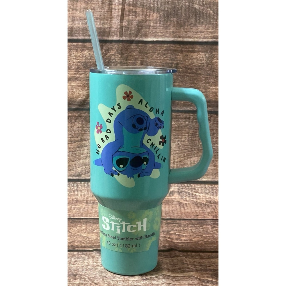 Disney Lilo & Stitch 40oz Stainless Steel Tumbler with Handle and Straw New